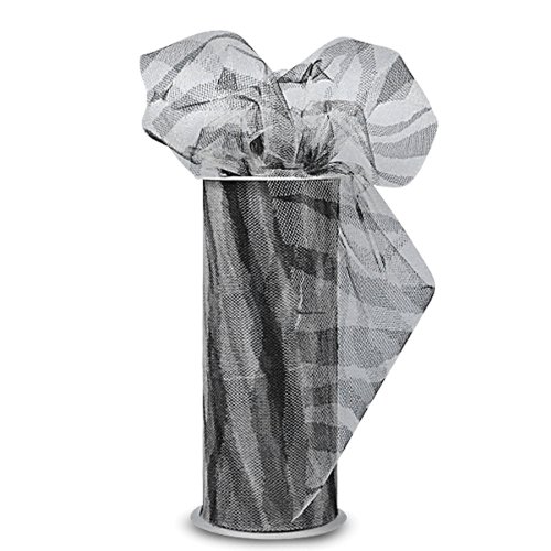 Expo Zebra Print Tulle Spool of 10-Yard, White