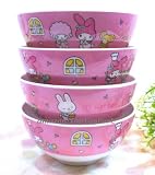 Authentic Sanrio My Melody Cereal Rice Salad 4 Bowls Melamine Tableware Set Kids