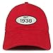 Trendy Apparel Shop Established 1938 Embroidered 80th Birthday Gift Soft Crown Cotton Cap - Red