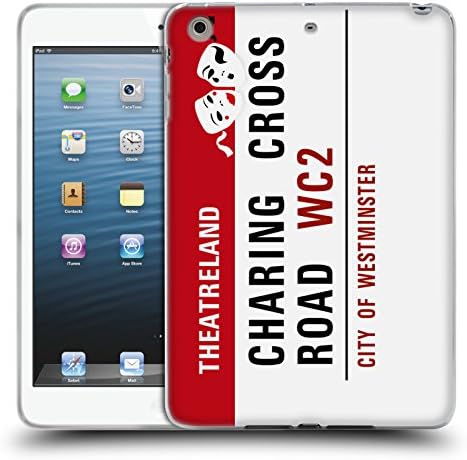 Official London Street Signs Charing Cross Road Red Theatreland Soft Gel Case for Apple iPad mini 1 / 2 / 3