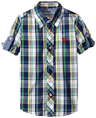 U.S. Polo Assn. Little Boys' Plaid Sport Shirt, Classic Navy, 5/6