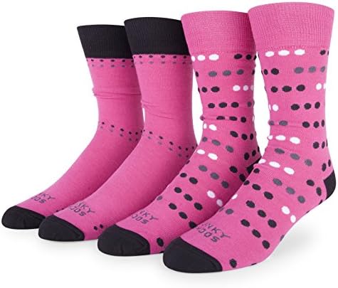 Funky Socks Men's 2-Pack Colorful Patterned Crew Socks (Pinkberry Dots)