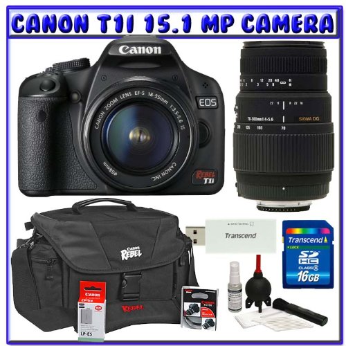 Canon EOS Rebel T1i 15.1 MP Digital SLR w/ Canon EF-S 18-55mm IS Lens & Sigma 70-300mm Lens + Canon Battery + Canon Bag + 16GB + Deluxe Accessory Package K#5