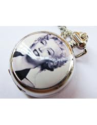 New Stainless Steel Case Marilyn Monroe Pocket Watch with Chain
