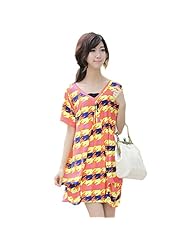 V-neck Polyester Striped Print Houndstooth Print Short Sleeves  Dress
