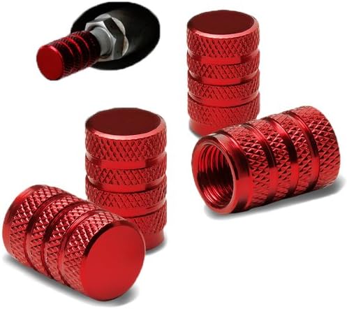 Oneself (TM) Red Aluminum Custom Series (4 Pack - Metal 3 Ring Diamond Design) Valve Stem Cap Seal for Bicycle, Motorcycle, Car and Truck Tires (High Quality Anodized Metal Tyre Cap + Durable Metal Threads + Powder-Coated Finish for Rust and Tarnish Proof Durability + Oneself (TM) Lifetime Warranty + Sealed in Oneself Approved Packaging Only) "ADDITIONAL DETAILS: This product comes with metal threads allowing for easy installation helping to prevent cross threading"