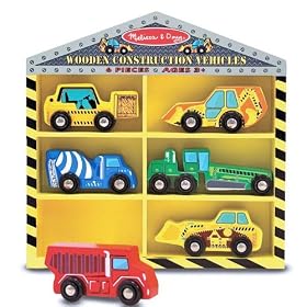 Melissa & Doug Deluxe Wooden Construction Vehicles Set
