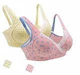 iLoveSIA (アイラブシア) マタニティ ブラジャー クロスオープン ノンワイヤー ブラカップ付 2枚組み ピンクブルー＋黄 M(実物サイズロゴ:L)