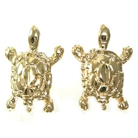 Beautiful 24k Gold Layered GL Diamond Cut Turtle Stud/Post Earrings - Lifetime Warranty! Comes Gift Boxed (LE87)