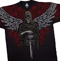 Grim Reaper T-Shirt,Winged Reaper Liquid Blue Full Shirt Designs