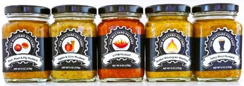 Mustard Lovers Handcrafted 5 Jar "Great with Meats &amp; Cheese" Selection Gift Free Shipping