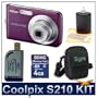 Nikon Coolpix S210 (Plum) Best Selling Super Savings Bundle w/ Free 2GB Memory Card