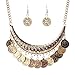 QIYUN.Z Tribal Jewelry Flat Round Dangle Coin Tassel Pendant Chain Necklace For Women