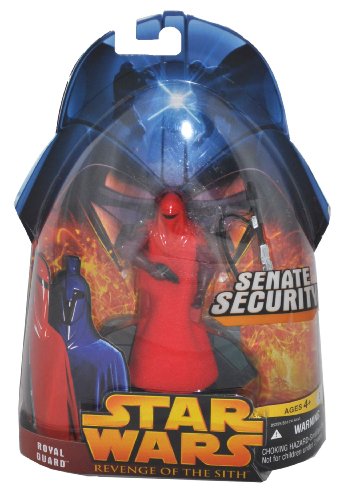 514f9KyXdLL Star Wars Year 2005 Revenge of the Sith Senate Security Series 4 Inch Tall Action Figure   Crimson Red ROYAL GUARD with Blaster Pistol, Blaster Rifle and Display Base
