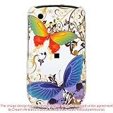 Colorful Butterfly Hard Skin Cover Case for Blackberry Curve 8520 + Microfiber Cell Phone Bag