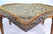 Blue and Gold Brocade Tassel Square Dining Tablecloths 54"