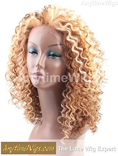 AnytimeWigs High Heat Resistant Fiber Lace Front Wig Brazilian Curl Brown Blonde L-233