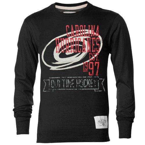 Old Time Hockey Carolina Hurricanes Axel Premium Long Sleeve T-Shirt - Black (Large)