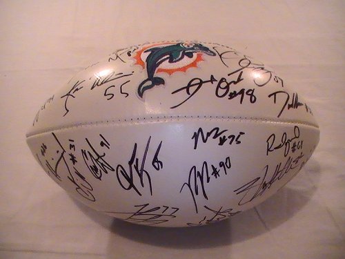 2011 MIAMI DOLPHINS TEAM SIGNED AUTOGRAPHED LOGO FOOTBALL CHAD HENNE COA + HOLOGRAM