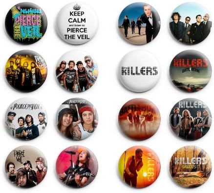Pierce the Veil / The Killers Pinback Buttons 16Pcs 1.25 inch Mix Set