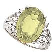 14K White Gold Lemon Quartz and Diamond Ring