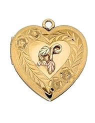 Stamper Black Hills Gold Heart Locket. 10K Gold Leaf Adornments. Gold filled Chain. L1150