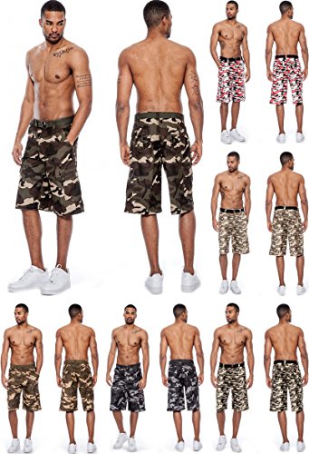 Enimay® Men's Colored Camouflage 6 Pocket Cargo Shorts Fitted Summer Bottoms