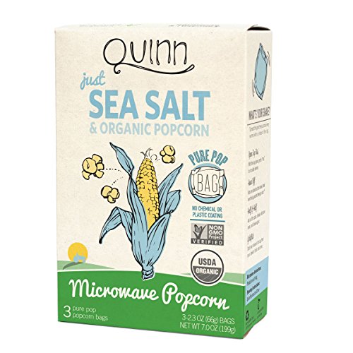 Quinn Popcorn Microwave Popcorn - Made with Organic Non-GMO Corn - Great Snack Food for Movie Night {Just Sea Salt, 1 Box}