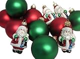 Set of 12 Glass Ball & Santa Claus Christmas Ornaments 2.75 #821751