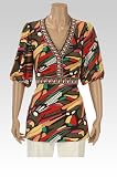 Petite Abstract Print V-Neck Knit Top