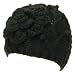 New Handknit Beanie Skull Crochet Flower Knit Hat Black