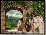 Tuscan Arch by Angelica Di Chiara-Hardin - Landscape Tumbled Marble Tile Mural 18