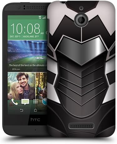 Head Case Designs White and Black Armour Collection Protective Snap-on Hard Back Case Cover for HTC Desire 510