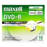 maxell 録画用 DＶD-R 120分 16倍速対応 インクジェットプリンタ対応ホワイト(ワイド印刷) 10枚 5mmケース入 DR120PLWPC.10S