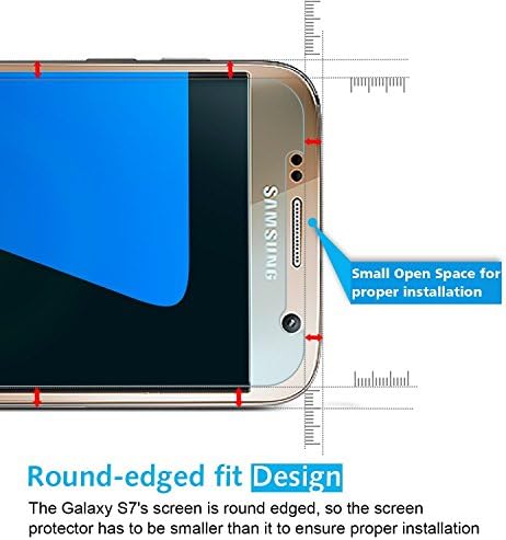 Galaxy S7 Screen Protector [Tempered Glass] - Flycool(TM) Screen Protector for Samsung Galaxy S7 (Glass deliberately smaller than the screen, since display is curved)