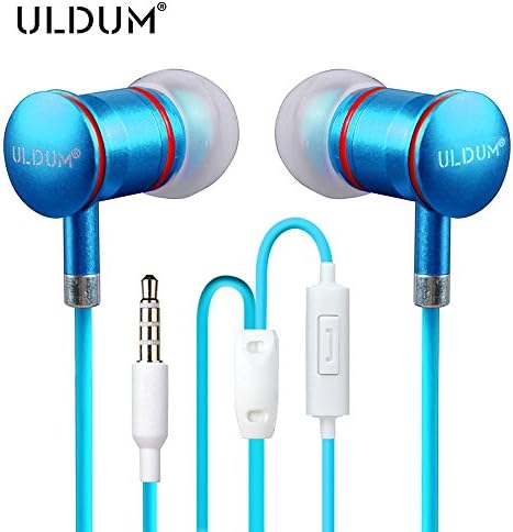 Wired Earbuds,ULDUM Stereo Noise Cancelling Bass Sweatproof In-ear Isolating Earbuds Earphones with Mic for Enable Bluetooth Players - Sapphire