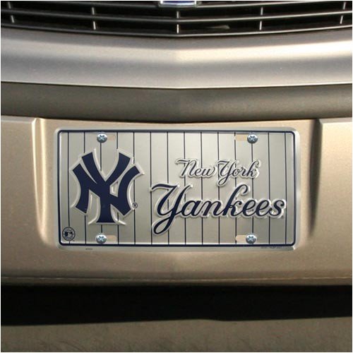 New York Yankees Silver Metal License Plate