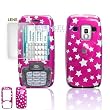Pink with Silver Stars Case Cover for Brand HTC Fusion 5800 Protective Cell Phone Hard SNAP-ON With Optional Lens [Beyond Cell Packaging]