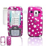 Pink with Silver Stars Case Cover for Brand HTC Fusion 5800 Protective Cell Phone Hard SNAP-ON With Optional Lens [Beyond Cell Packaging]