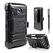 LG Sunrise Case, LG Lucky Case, LG L15G, LG L16C Combo Rugged Shell Cover Holster with Built-in Kickstand and Holster Locking Belt Clip Black + Circle(TM) Stylus Touch Screen Pen