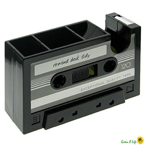 New Rewind Desk Tidy Retro Cassette Tape Dispenser Gadget Stationery Holders