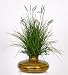 Artificial Grass with Flowers in Striped Vase