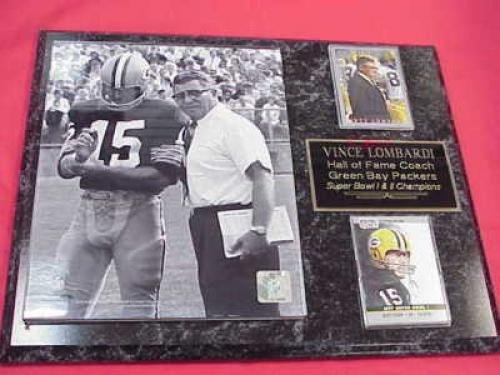 Packers Bart Starr Vince Lombardi 2 Card Collector Plaque