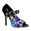 4 1/2 Inch Sexy Mary Jane Pump Shoes Peep Toe Screen Print Grim Reaper Death