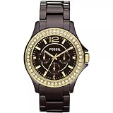 Fossil Ceramic Day & Date Analog Damen-Armbanduhr CE1044
