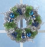 PROMOTION--Wreath 11Dia - Silver-And-Blue Pinecone