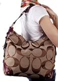 COACH Large Carly Tote Signature Purse Bag Handbag Khaki/Magenta
