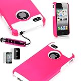 For At&t Sprint Verizon iPhone 4 4s Pink Impact Armor Combo Case + Free Screen Protector & Stylus