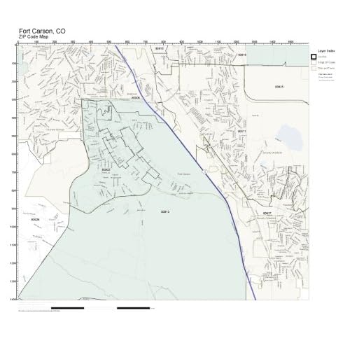 ZIP Code Wall Map of Fort Carson, CO ZIP Code Map Laminated