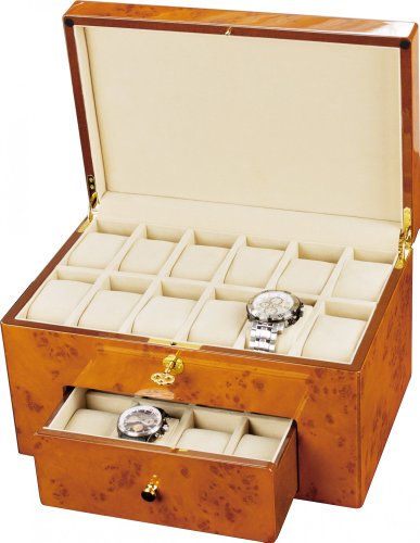 Auer Accessories Urania 920BB Watch Box For 20 Watches Blond Burlwood